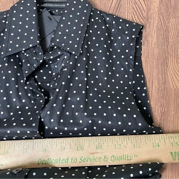 Club‎ Monaco Polka Dot Black Cotton Button Down Shirt Dress 00 - Picture 4 of 5
